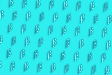 Beta işareti. Beta harfi, Yunan Alfabesi Sembolü, Turkuaz mavi arkaplan