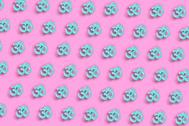 Om, Aum sembolü, nihai gerçeklik, pembe minimal arkaplan