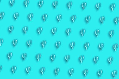 Phi işareti. Phi harfi, Yunan Alfabesi Sembolü, Turkuaz mavi arkaplan