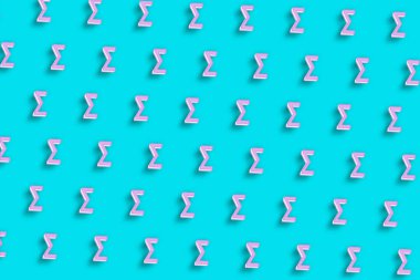 Sigma işareti. Sigma mektubu, Yunan Alfabesi Sembolü, Turkuaz mavi minimalist arkaplan