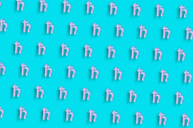 Satürn 'ün sembolü, Satürn İşareti, astroloji Satürn gezegeni, Turkuaz mavi minimalist arkaplan