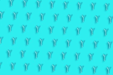 Tepe işareti. Upsilon harfi, Yunan Alfabesi Sembolü, Turkuaz mavi arkaplan