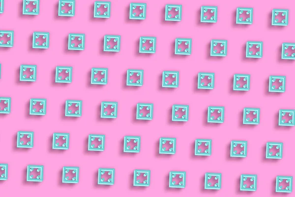 Dice Four Top Die Symbol Pink Minimal Background — Stock Photo, Image