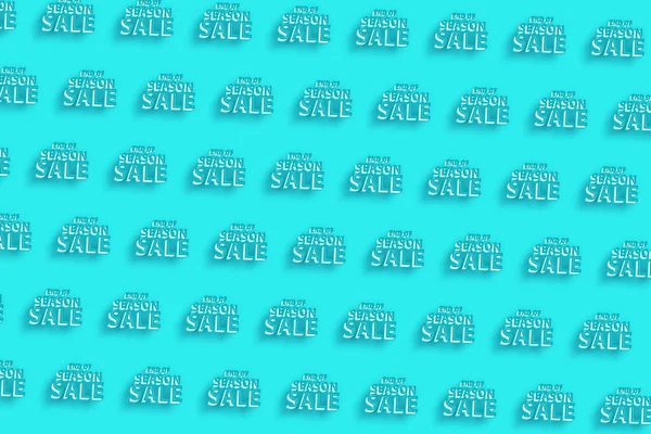 季節の終わり販売バナー 季節販売 ターコイズブルー最小限の背景 — ストック写真