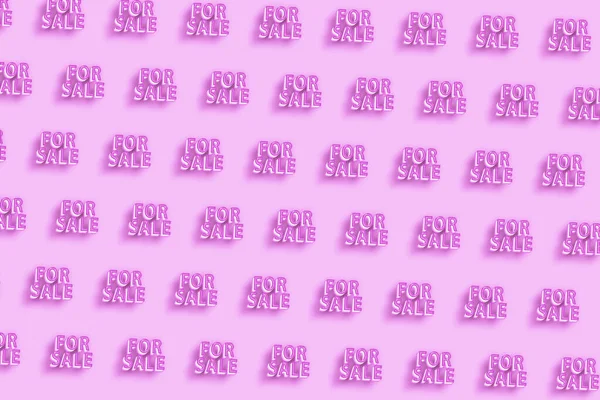販売のためのサイン 不動産のサイン ピンクの最小限の背景 — ストック写真