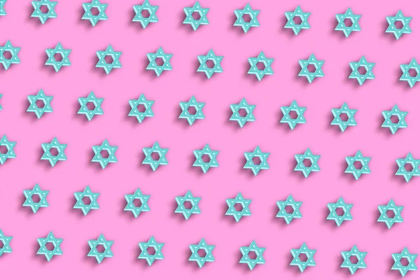 David Yahudi Yıldızı Altı Noktalı Yıldız Pembe Minimal Arkaplan — Stok fotoğraf