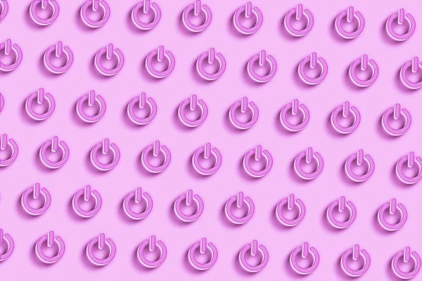 Сигнал Кнопки Живлення Символ Кнопки Живлення Рожевий Мінімальний Фон — стокове фото