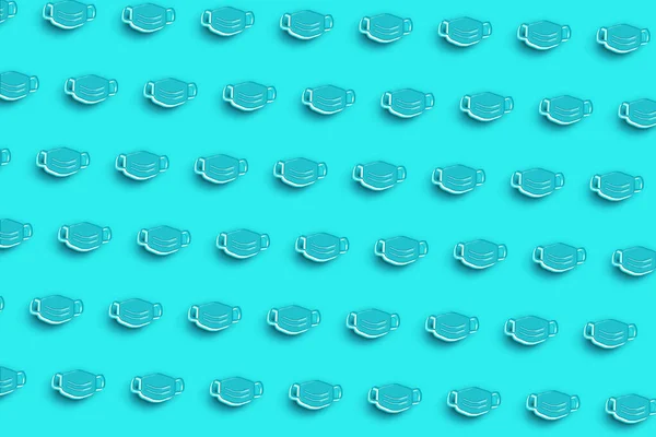 Tıbbi maske, solunum maskesi, Coronavirus kişisel koruması, covid 19 önleme maskesi, turkuaz mavi arka plan