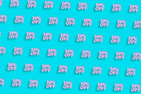Fiyat indirimi, etiket veya rozet indirimi, yüzde 30 indirim, turkuaz mavi minimalist arka plan.