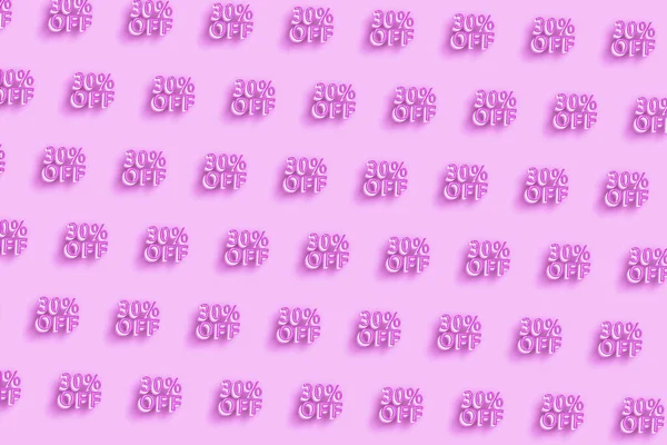 Sale and discount Price off tag, label or badge, 30 percent sale, Pink minimal background