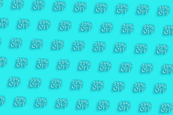 Satış ve indirim etiketi, etiket veya rozet fiyatı, yüzde 35 indirim, turkuaz mavi arka plan
