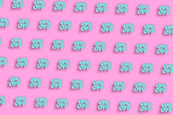 Satış ve indirim etiketi, etiket veya rozet fiyatı, yüzde 45 indirim, pembe minimal geçmiş