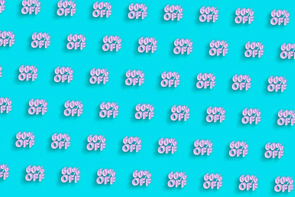 Fiyat indirimi, etiket veya rozet indirimi, yüzde 60 indirim, turkuaz mavi minimalist geçmiş