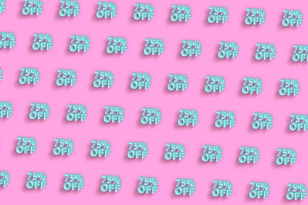 Satış ve indirim etiketi, etiket veya rozet fiyatı, yüzde 75 indirim, pembe minimal geçmiş