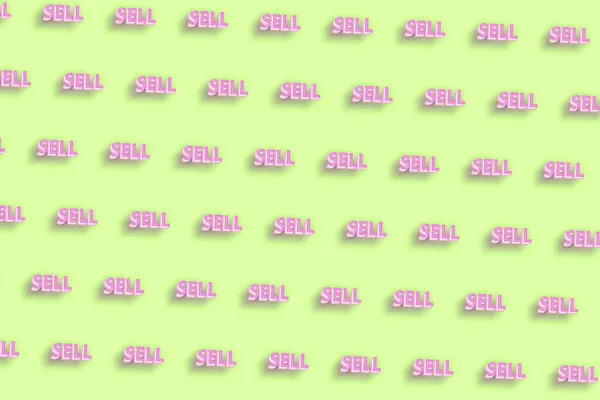 Sell Text Business Concept Parola Sell Banner Sfondo Minimo Giallo — Foto Stock