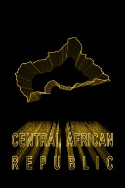 Orta Afrika Cumhuriyeti Haritası, Siyah Arkaplan Altın Harita, Altın Efekt
