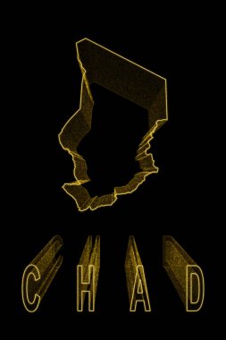 Chad 'in Haritası, Siyah Arkaplan Altın Haritası, Altın Efekt