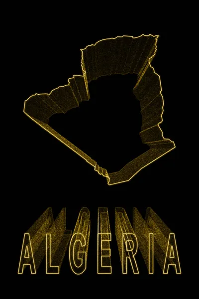 Map Algeria Gold Map Black Background Gold Effect — стокове фото