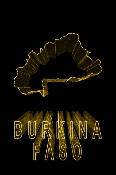 Mappa Del Burkina Faso Mappa Oro Sfondo Nero Effetto Oro — Foto Stock