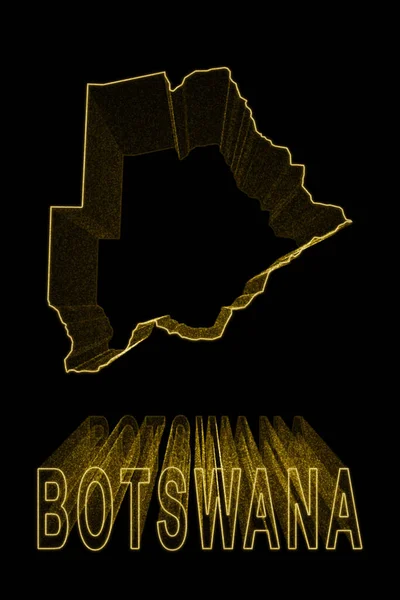 Mapa Botswana Mapa Oro Sobre Fondo Negro Efecto Oro —  Fotos de Stock