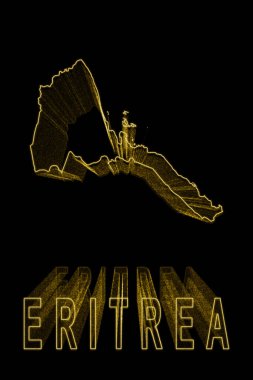Eritre Haritası, Siyah Arkaplan Altın Harita, Altın Efekt