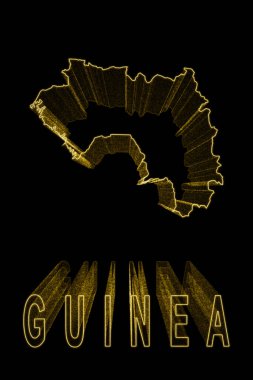 Gine Haritası, Siyah Arkaplanda Altın Harita, Altın Efekt