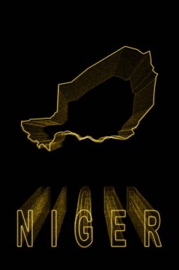 Nijer Haritası, Siyah Arkaplanda Altın Harita, Altın Efekt