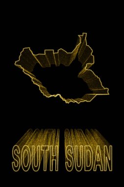 Güney Sudan Haritası, Siyah Arkaplan Altın Harita, Altın Efekt
