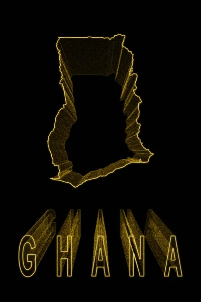 Map Ghana Gold Map Black Background Gold Effect — Stock Photo, Image