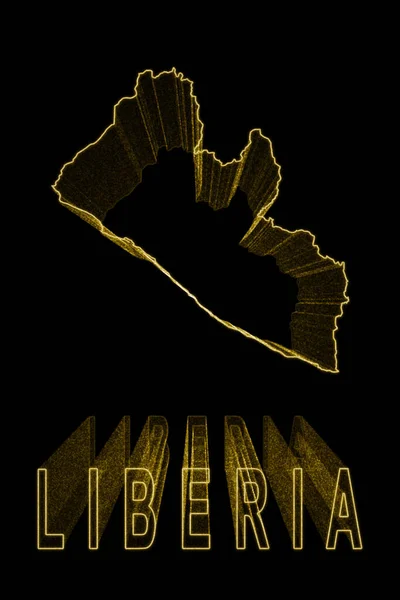 Map Liberia Gold Map Black Background Gold Effect — Stock Photo, Image