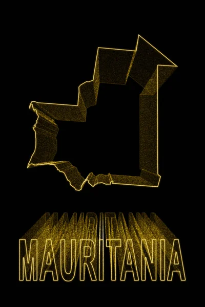 Mapa Mauritania Mapa Del Oro Sobre Fondo Negro Efecto Oro —  Fotos de Stock