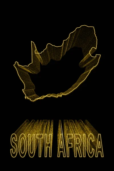 Карта Южной Африки Золотая Карта Черном Фоне Золотой Эффект — стоковое фото
