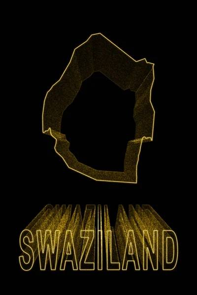 Map Swaziland Gold Map Black Background Gold Effect — Stock Photo, Image