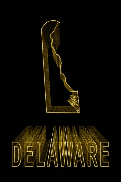 Map Delaware Gold Map Black Background Gold Effect — Stock Photo, Image