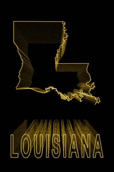 Map Louisiana Gold Map Black Background Gold Effect — Stock Photo, Image