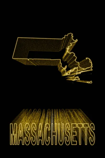 Mappa Del Massachusetts Mappa Oro Sfondo Nero Effetto Oro — Foto Stock