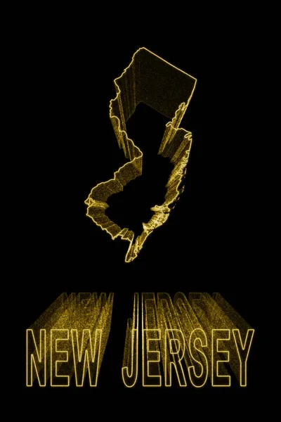 2016 Map New Jersey Gold Map Black Background Gold Effect — 스톡 사진