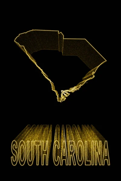 Map South Carolina Gold Map Black Background Gold Effect — Stock Photo, Image