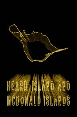 Heard Adası ve McDonald Adaları Haritası, Siyah Arkaplan Altın Haritası, Altın Etki