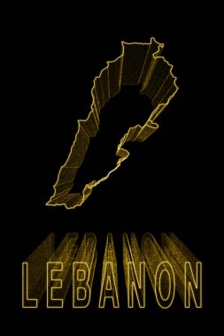 Lübnan Haritası, Siyah Arkaplan Altın Haritası, Altın Efekt