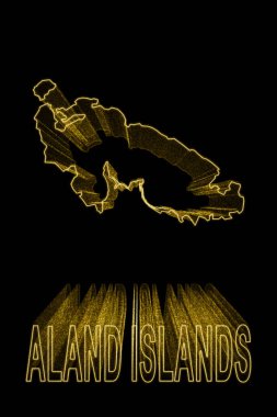 Aland Adaları Haritası, Siyah Arkaplan Altın Harita, Altın Efekt