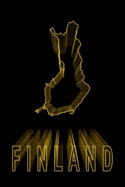 Finlandiya haritası, Siyah Arkaplan Altın Haritası, Altın Efekt