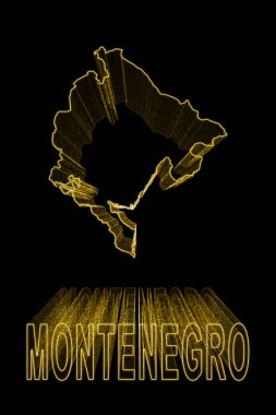 Karadağ Haritası, Siyah Arkaplan Altın Haritası, Altın Etki