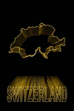 İsviçre Haritası, Siyah Arkaplan Altın Haritası, Altın Efekt