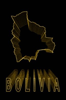 Bolivya Haritası, Siyah Arkaplan Altın Haritası, Altın Efekt