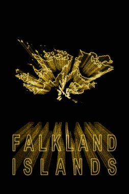 Falkland Adaları Haritası, Siyah Arkaplan Altın Haritası, Altın Etki