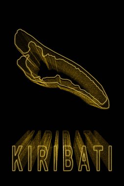 Kiribati Haritası, Siyah Arkaplanda Altın Harita, Altın Efekt