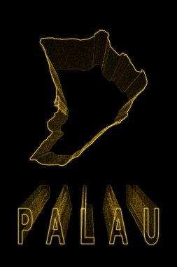 Palau Haritası, Siyah Arkaplanda Altın Harita, Altın Efekt