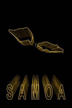 Samoa Haritası, Siyah Arkaplan Altın Harita, Altın Efekt