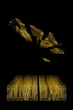 Solomon Adaları Haritası, Siyah Arkaplan Altın Haritası, Altın Efekt